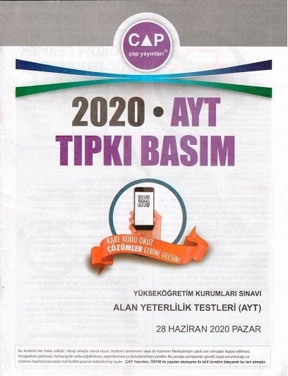 Çap Yayınları 2020 AYT Tıpkı Basım Çıkmış Sorular Çap Yayınları