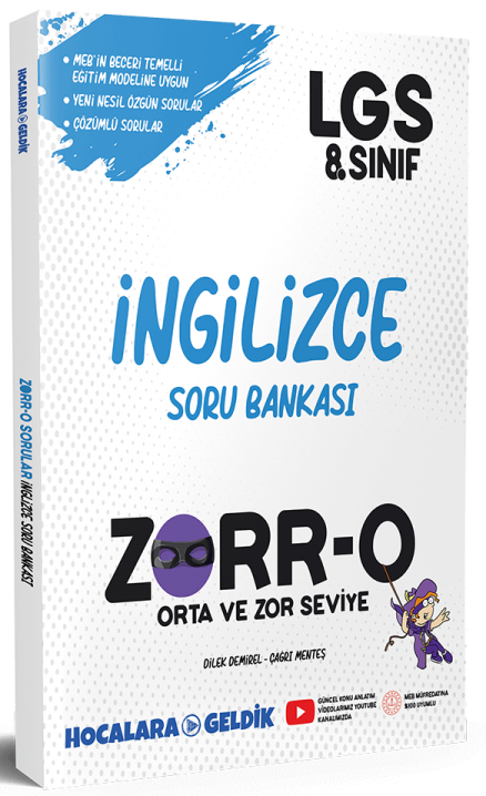 SÜPER FİYAT - Hocalara Geldik 8. Sınıf LGS İngilizce ZORRO Soru Bankası Hocalara Geldik Yayınları