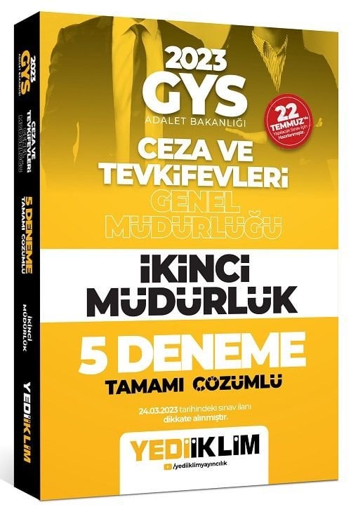 Yediiklim 2023 GYS Ceza ve Tevkifevleri İkinci Müdürlük 5 Deneme Çözümlü Görevde Yükselme Yediiklim Yayınları