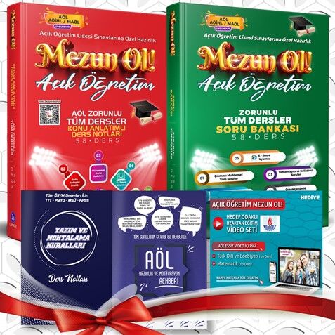 Liyakat MEZUN OL Açık Öğretim Lisesi Zorunlu Tüm Dersler Konu + Soru Bankası 2 li Set Liyakat Yayınları