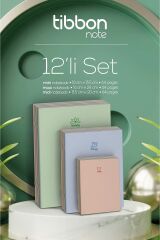 Tibbon Note Mini, Midi, Maxi Defter Dikişli 12 li Set - 23-28-33