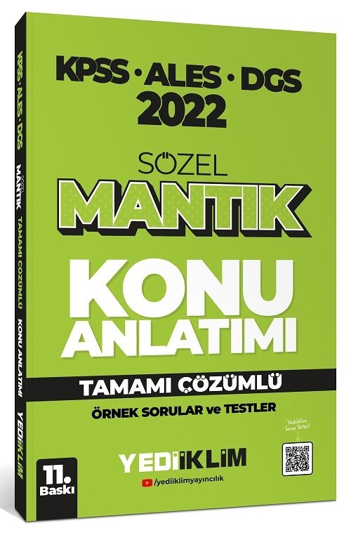 Yediiklim 2022 KPSS ALES DGS Sözel Mantık Konu Anlatımı Yediiklim Yayınları