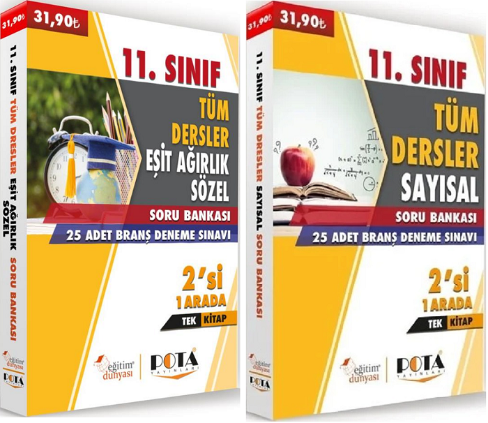 SÜPER FİYAT - Eğitim Dünyası 11. Sınıf Tüm Dersler Soru Bankası ve 25+25 Deneme 2 si 1 Arada 2 li Set Eğitim Dünyası Yayınları