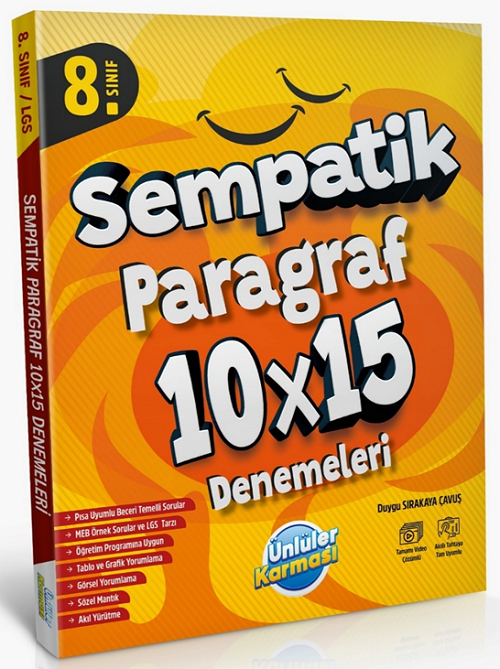 Ünlüler 8. Sınıf Sempatik Paragraf 10x15 Deneme Ünlüler Yayınları