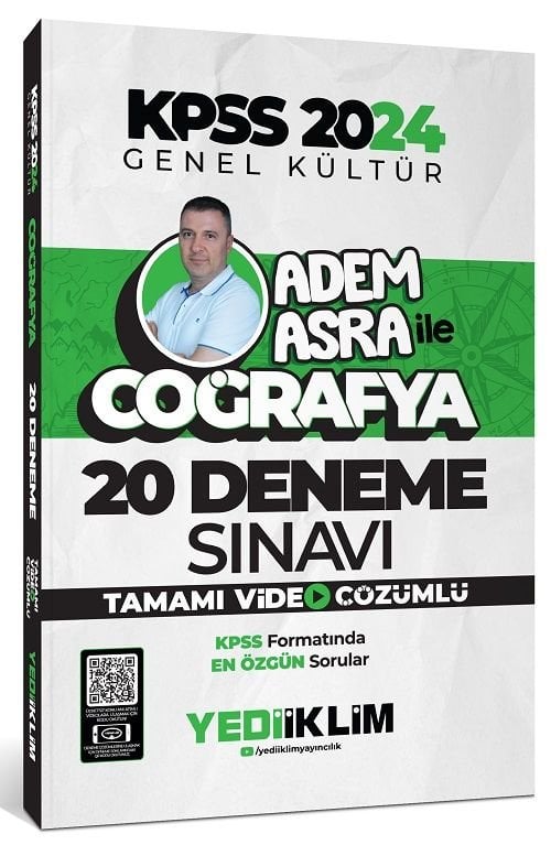 Yediiklim 2024 KPSS Coğrafya 20 Deneme Video Çözümlü - Adem Asra Yediiklim Yayınları