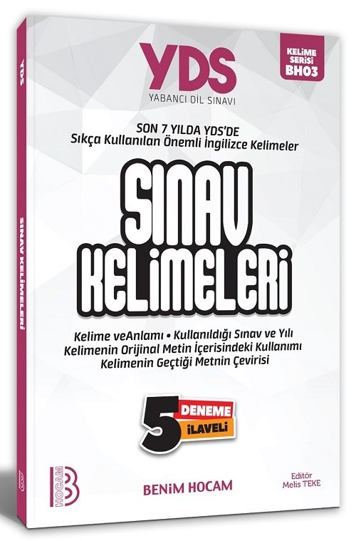 Benim Hocam YDS Sınav Kelimeleri 5 Deneme İlaveli Benim Hocam Yayınları