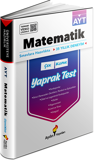 Aydın YKS AYT Matematik Çek Kopar Yaprak Test Video Çözümlü Aydın Yayınları