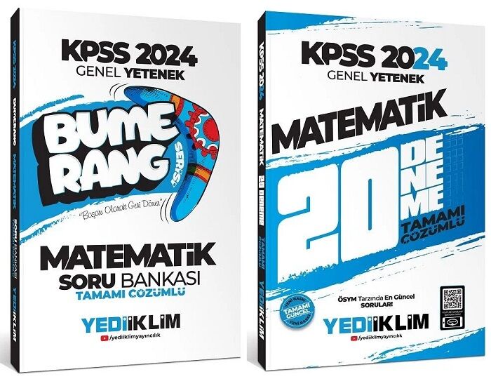 SÜPER FİYAT - Yediiklim 2024 KPSS Matematik Bumerang Soru Bankası + 20 Deneme 2 li Set Yediiklim Yayınları