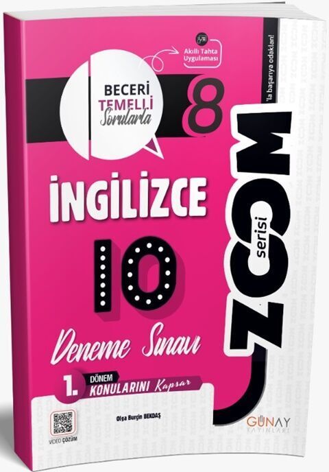 Günay 8. Sınıf 1. Dönem İngilizce Zoom 10 Deneme Günay Yayınları