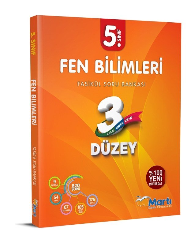 SÜPER FİYAT - Martı Okul 5. Sınıf Fen Bilimleri 3 Düzey Soru Bankası Fasikül Martı Okul Yayınları