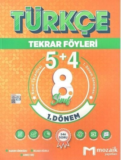 Mozaik 8. Sınıf LGS Türkçe 1. Dönem 5+4 Tekrar Föyleri Mozaik Yayınları