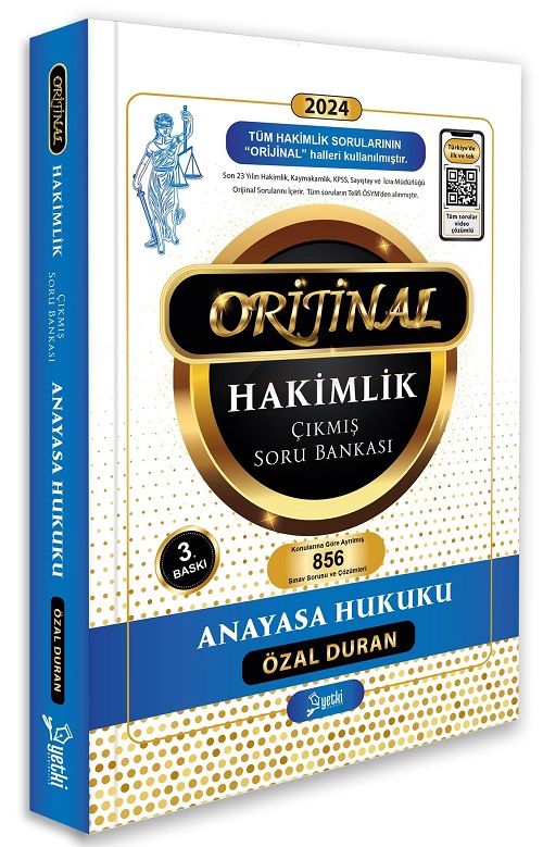 Yetki 2024 Hakimlik Kaymakamlık KPSS İcra Müdürlüğü Anayasa Hukuku ORİJİNAL Çıkmış Soru Bankası - Özal Duran Yetki Yayıncılık