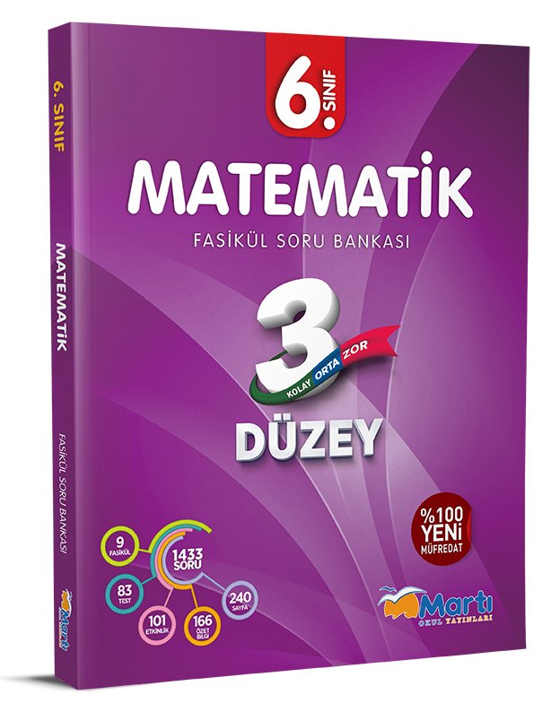 SÜPER FİYAT - Martı Okul 6. Sınıf Matematik 3 Düzey Soru Bankası Fasikül Martı Okul Yayınları