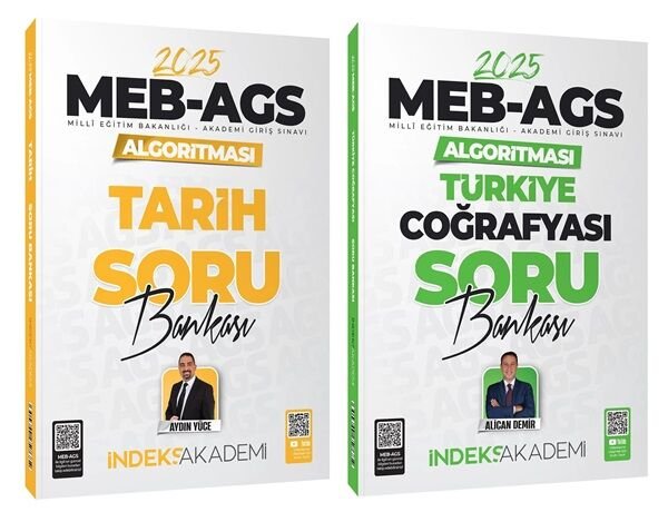 ÖN SİPARİŞ - İndeks Akademi 2025 MEB-AGS Algoritması Tarih+Türkiye Coğrafyası Soru Bankası 2 li Set - Aydın Yüce, Alican Demir İndeks Akademi Yayıncılık