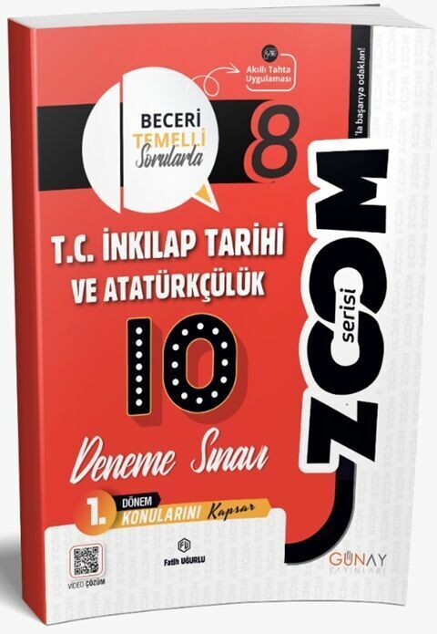 Günay 8. Sınıf 1. Dönem TC İnkılap Tarihi ve Atatürkçülük Zoom 10 Deneme Günay Yayınları