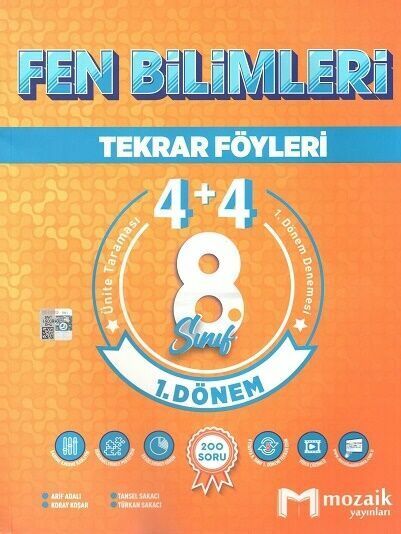 Mozaik 8. Sınıf LGS Fen Bilimleri 1. Dönem 4+4 Tekrar Föyleri Mozaik Yayınları