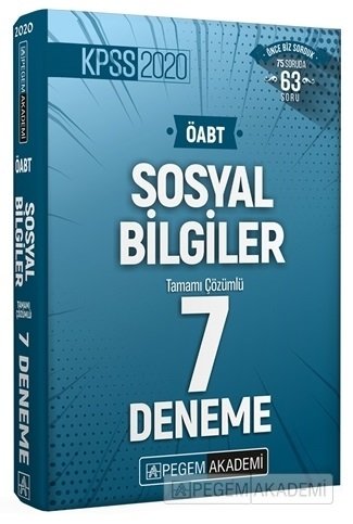 Pegem 2020 ÖABT Sosyal Bilgiler 7 Deneme Çözümlü Pegem Akademi Yayınları