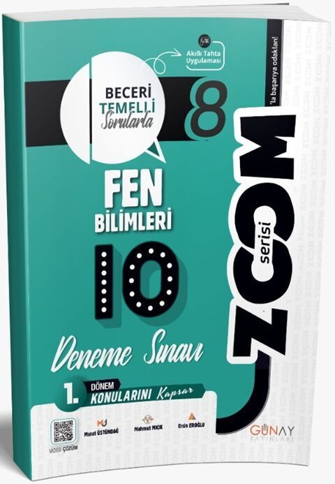 Günay 8. Sınıf 1. Dönem Fen Bilimleri Zoom 10 Deneme Günay Yayınları