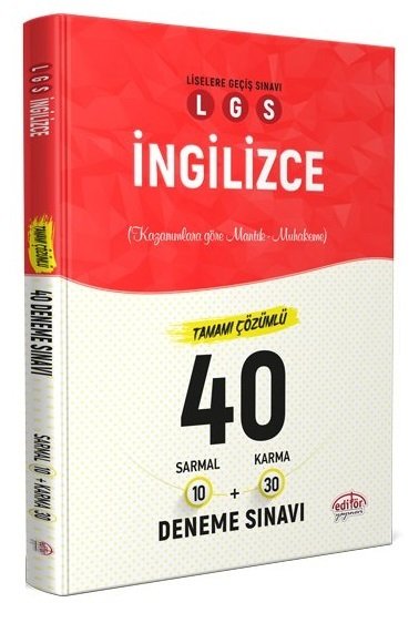 Editör LGS İngilizce 40 Deneme 10 Sarmal + 30 Karma Çözümlü Editör Yayınları