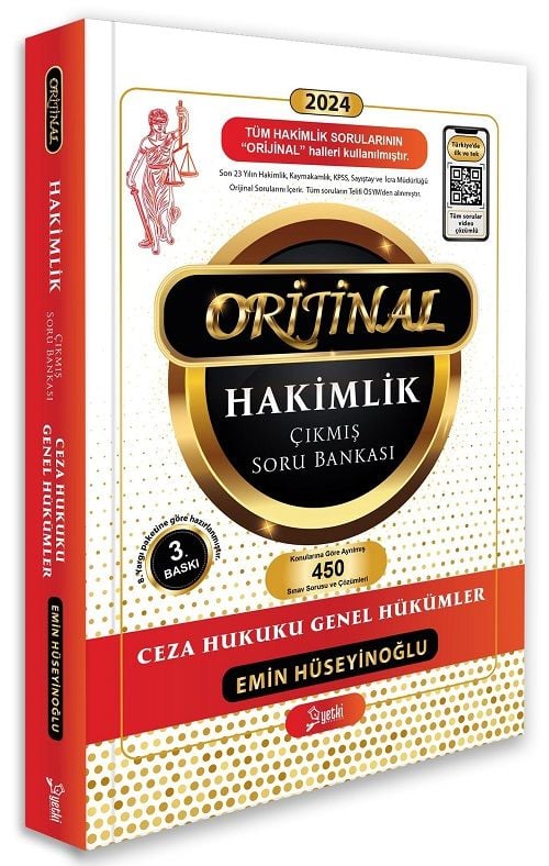 Yetki 2024 Hakimlik Kaymakamlık KPSS İcra Müdürlüğü İdari Yargılama Ceza Hukuku Genel Hükümler ORİJİNAL Çıkmış Soru Bankası - Emin Hüseyinoğlu Yetki Yayıncılık