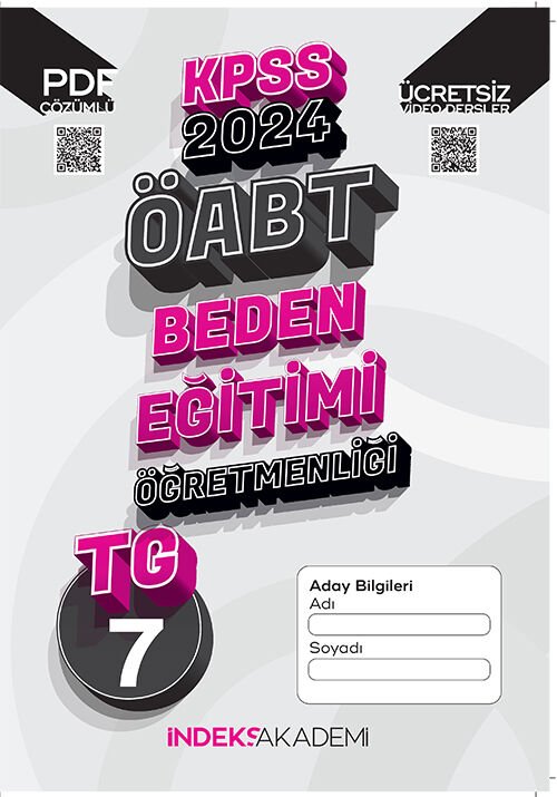 İndeks Akademi 2024 ÖABT TG-7 Türkiye Geneli Deneme Beden Eğitimi Çözümlü İndeks Akademi Yayıncılık