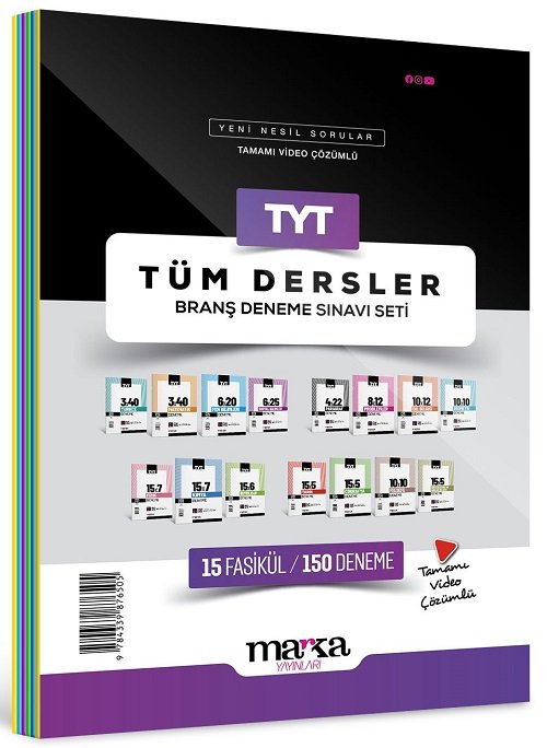 Marka 2025 YKS TYT Tüm Dersler 15 Fasikül 150 Deneme Set Marka Yayınları