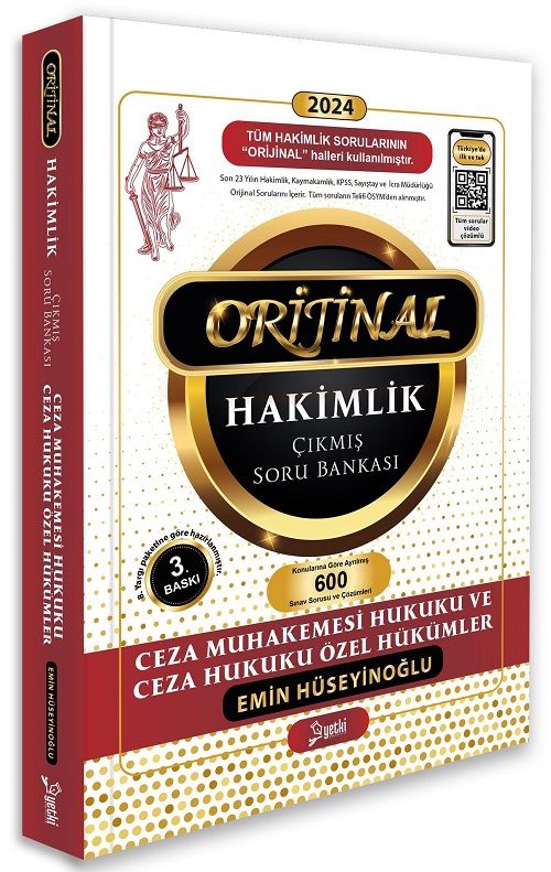 Yetki 2024 Hakimlik Kaymakamlık KPSS İcra Müdürlüğü Ceza Muhakemesi Hukuku ve Ceza Hukuku Özel Hükümler ORİJİNAL Çıkmış Soru Bankası - Emin Hüseyinoğlu Yetki Yayıncılık