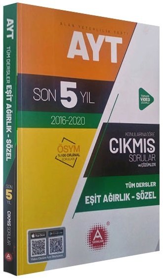 SÜPER FİYAT - A Yayınları YKS AYT Tüm Dersler Eşit Ağırlık-Sözel Son 5 Yıl Çıkmış Sorular 2016-2020 A Yayınları