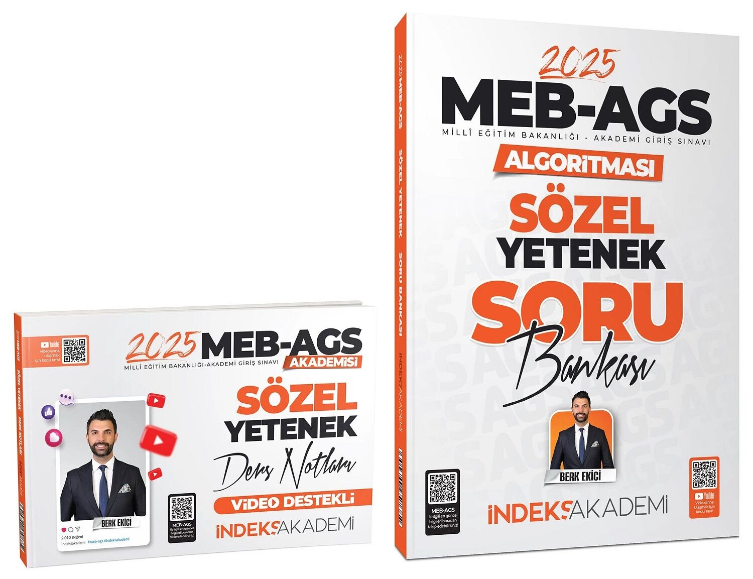 İndeks Akademi 2025 MEB-AGS Akademisi Sözel Yetenek Ders Notları + Soru Bankası 2 li Set - Berk Ekici İndeks Akademi Yayıncılık