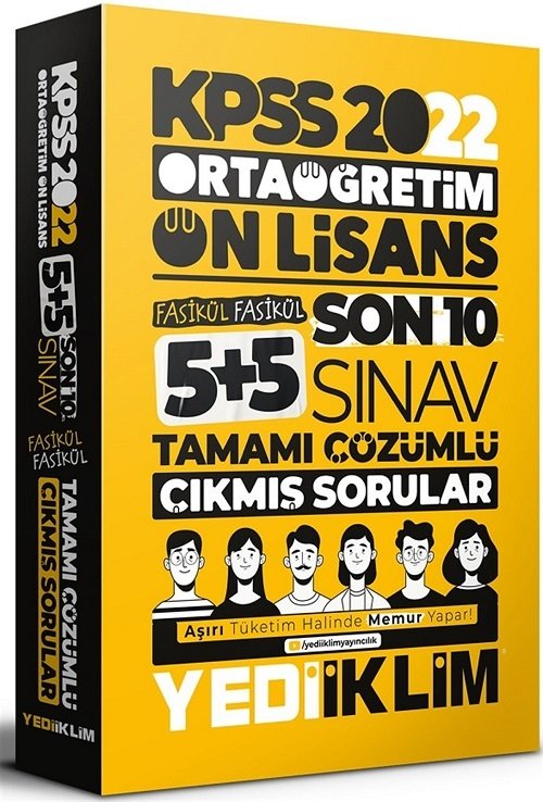 Yediiklim 2022 KPSS Lise Ortaöğretim Ön Lisans Son 10 Sınav Çıkmış Sorular Fasikül Çözümlü Yediiklim Yayınları