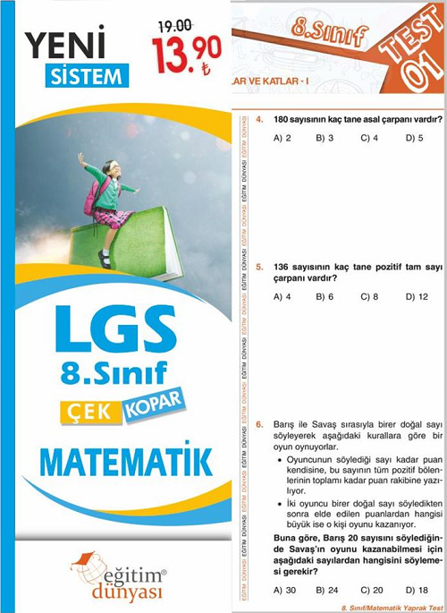 Eğitim Dünyası 8. Sınıf LGS Matematik Yaprak Test Çek Kopar Eğitim Dünyası Yayınları