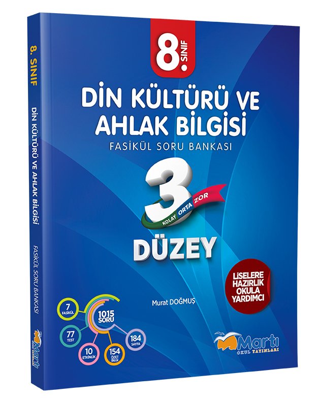 SÜPER FİYAT - Martı Okul 8. Sınıf Din Kültürü ve Ahlak Bilgisi 3 Düzey Soru Bankası Fasikül Martı Okul Yayınları