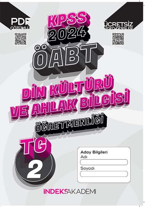 İndeks Akademi 2024 ÖABT TG-2 Türkiye Geneli Deneme Din Kültürü Çözümlü İndeks Akademi Yayıncılık