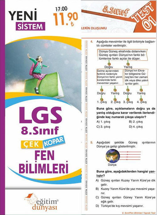 Eğitim Dünyası 8. Sınıf LGS Fen Bilimleri Yaprak Test Çek Kopar Eğitim Dünyası Yayınları