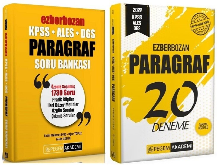 Pegem KPSS ALES DGS Paragraf Ezberbozan Soru + 20 Deneme 2 li Set Pegem Akademi Yayınları