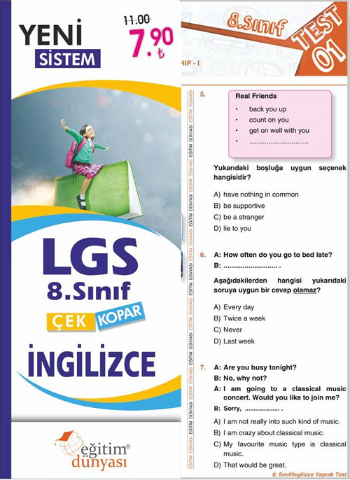 Eğitim Dünyası 8. Sınıf LGS TC İngilizce Yaprak Test Çek Kopar Eğitim Dünyası Yayınları