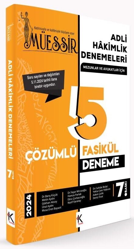 Temsil 2024 MÜESSİR Adli Hakimlik Fasikül 5 Deneme Çözümlü 7. Baskı Temsil Yayınları