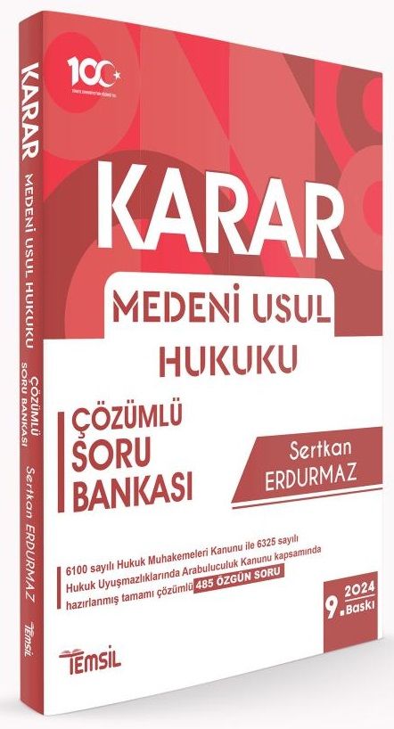 Temsil 2024 KARAR Adli İdari Hakimlik Medeni Usul Hukuku Soru Bankası Çözümlü 9. Baskı - Sertkan Erdurmaz Temsil Yayınları