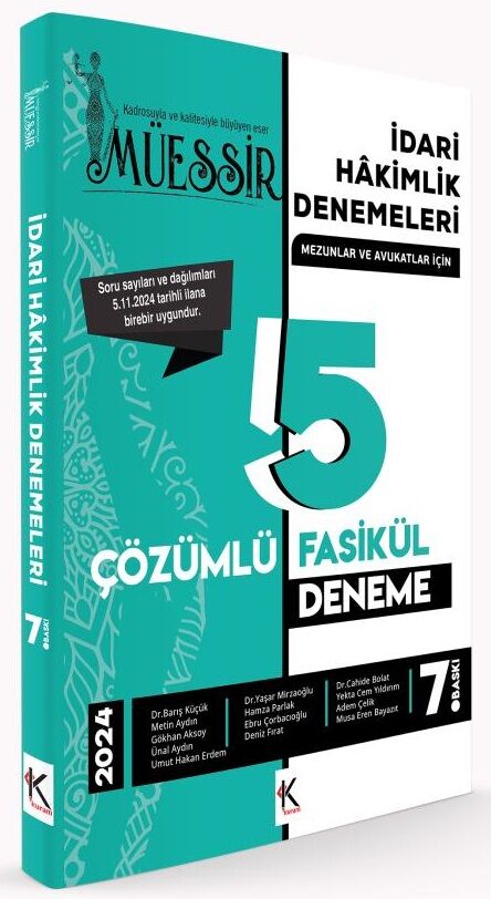 Temsil 2024 MÜESSİR İdari Hakimlik Fasikül 5 Deneme Çözümlü 7. Baskı Temsil Yayınları