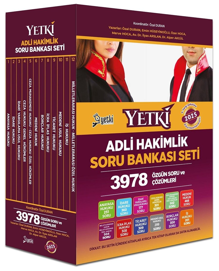 Yetki 2025 Adli Hakimlik Soru Bankası Seti Yetki Yayıncılık