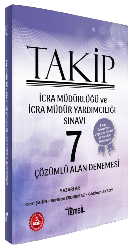 Temsil TAKİP İcra Müdürlüğü ve Yardımcılığı Alan 7 Deneme Çözümlü 3. Baskı Temsil Yayınları