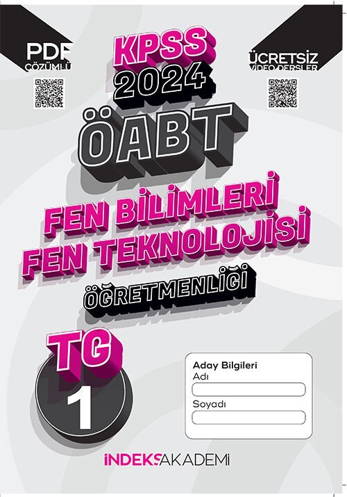 İndeks Akademi 2024 ÖABT TG-1 Türkiye Geneli Deneme Fen Bilimleri Çözümlü İndeks Akademi Yayıncılık