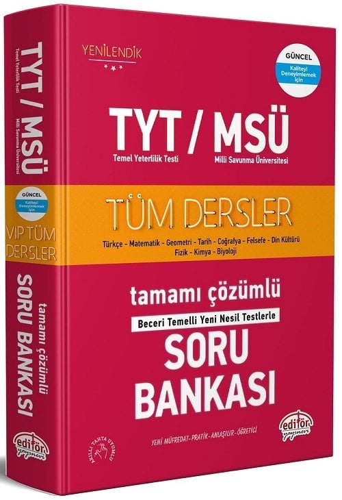 Editör YKS TYT MSÜ Tüm Dersler Soru Bankası Çözümlü Editör Yayınları