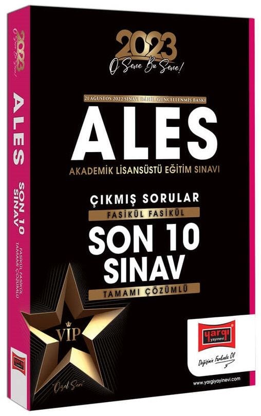 Yargı 2023 ALES VIP Fasikül Fasikül Çıkmış Sorular Son 10 Sınav Çözümlü Yargı Yayınları