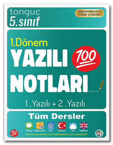 Tonguç  5. Sınıf Tüm Dersler 1. Dönem 1. Yazılı ve 2. Yazılı Notları Tonguç Akademi