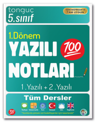 Tonguç  5. Sınıf Tüm Dersler 1. Dönem 1. Yazılı ve 2. Yazılı Notları Tonguç Akademi