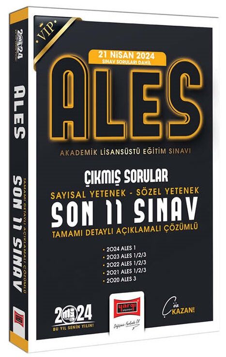 Yargı 2024 ALES VIP Son 11 Sınav (21 Nisan 2024 Sınavı Dahil) Çıkmış Sorular Çözümlü Yargı Yayınları