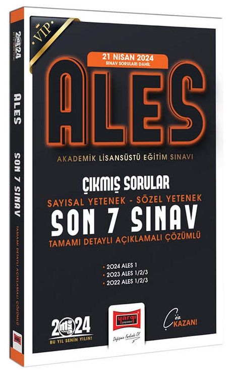 Yargı 2024 ALES VIP Son 7 Sınav (21 Nisan 2024 Sınavı Dahil) Çıkmış Sorular Çözümlü Yargı Yayınları