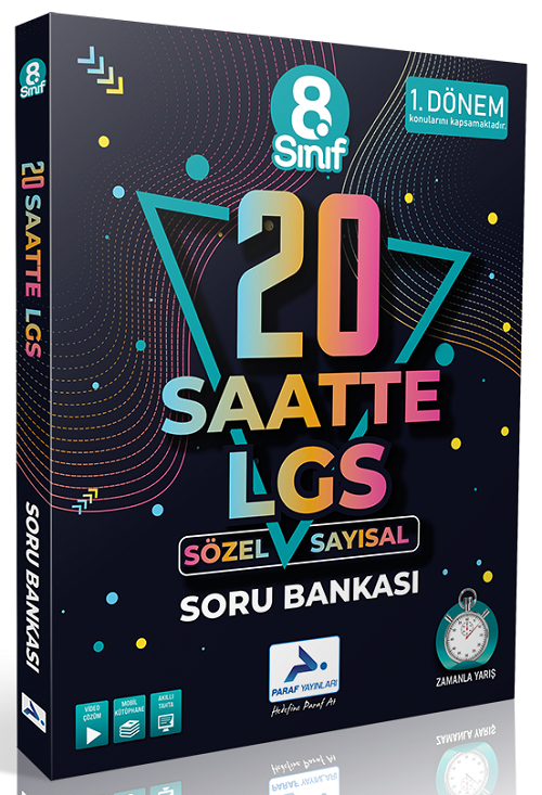 Paraf 8. Sınıf LGS Sözel Sayısal 1. Dönem 20 Saatte LGS Soru Bankası Paraf Yayınları