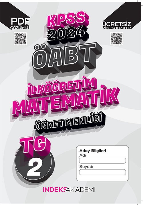 İndeks Akademi 2024 ÖABT TG-2 Türkiye Geneli Deneme İlköğretim Matematik Çözümlü İndeks Akademi Yayıncılık